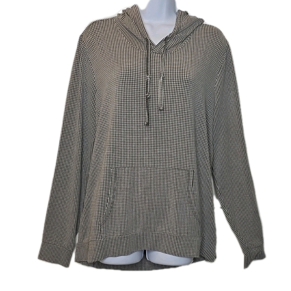 319. Weatherproof Vintage Women's XL Black Gingham Hoodie - Picture 2 of 7